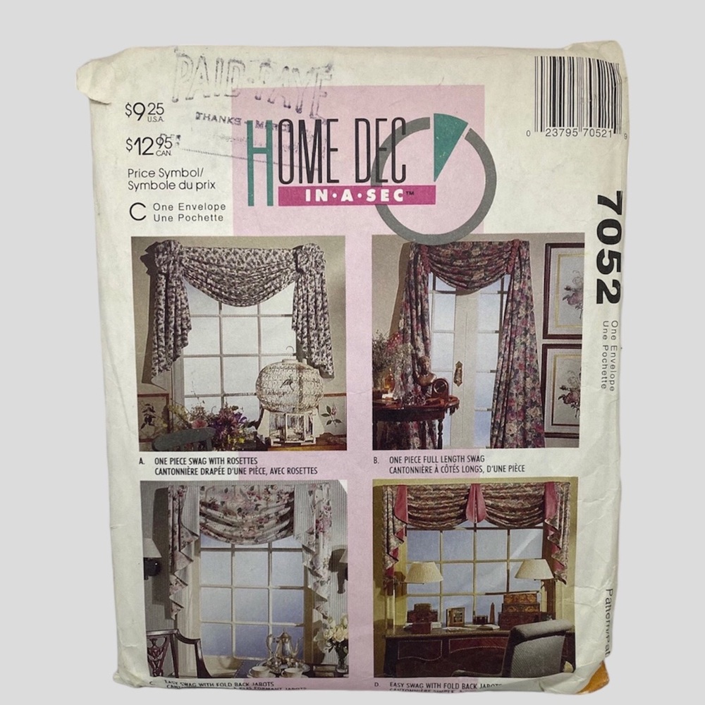 🪡 McCall’s Home Decorating Sewing Pattern 7052